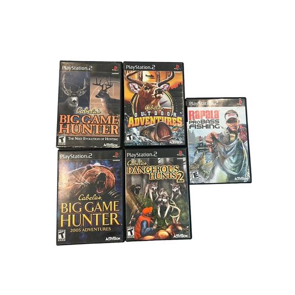 Lot Of 5 PS2 Cabela's Hunting Fishing Game Rapala Bass Big Game PlayStation 2 - Picture 1 of 3